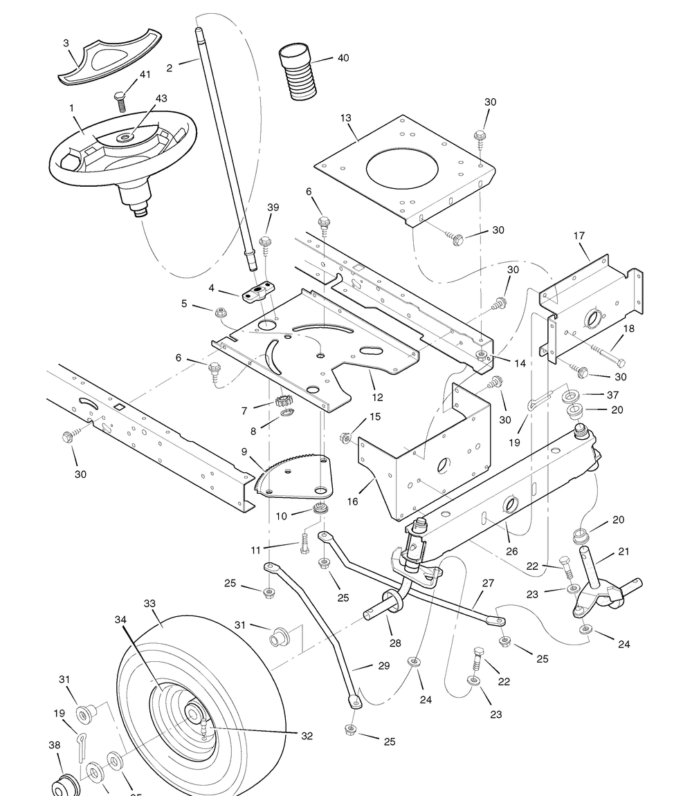 Steering Diagram and Parts List for 425622X50C 2007 Briggs and Stratton Lawn Tractor